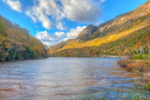 A view of the mountains at Franconia Notch State Park.