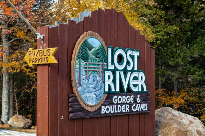 LOST RIVER, NORTH WOODSTOCK, NEW HAMPSHIRE, UNITED STATES - 2019/10/15: Lost River Gorge state park. (Photo by John Greim/LightRocket via Getty Images)