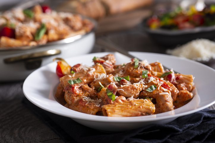 Pasta at a restaurant