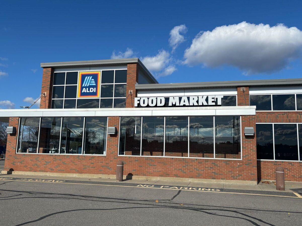 Outside ALDI, a great place for holiday grocery savings