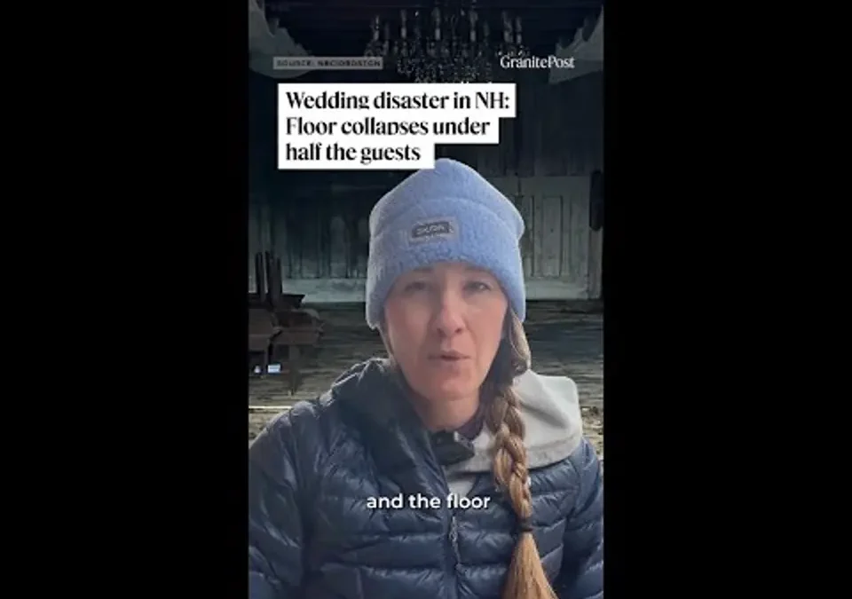 WATCH: Over the weekend, the floor collapsed at a wedding venue in Tamworth, New Hampshire.