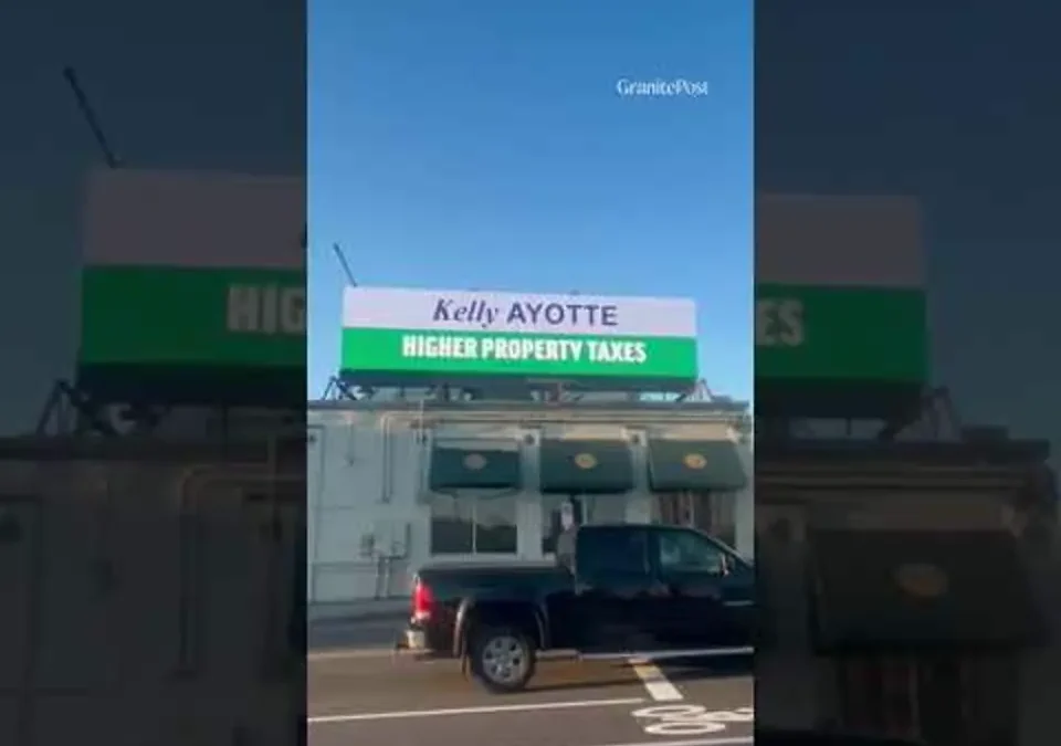 Spotted: Manchester billboard slams NH Gov. Kelly Ayotte (R) over rising property taxes